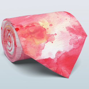 Confetti Pink Watercolor Abstract Painted Tie