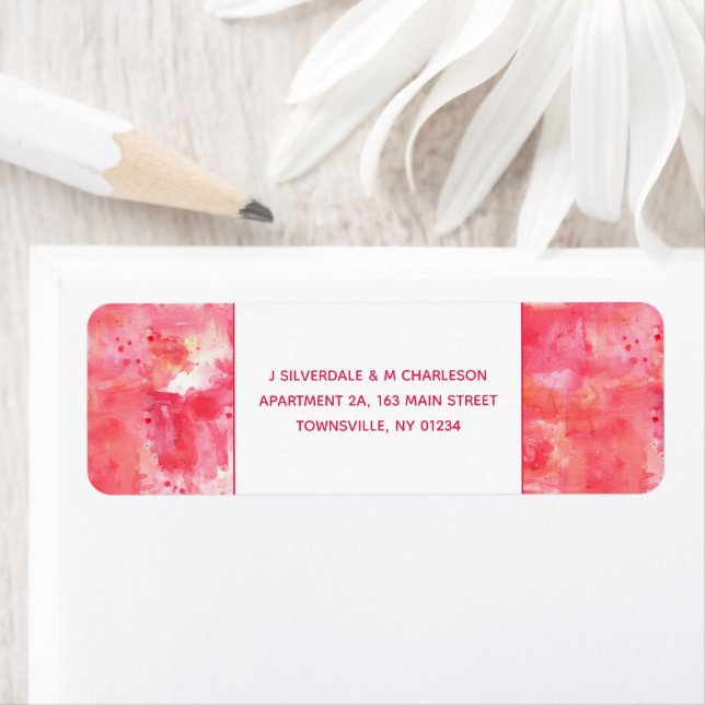 Confetti Pink Watercolor Abstract Return Address Return Address Label (Insitu)