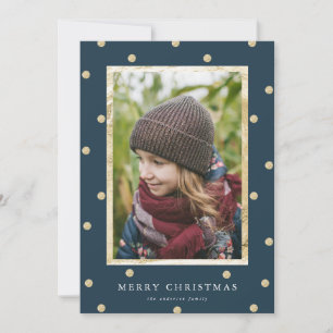 Confetti Polka Dot Holiday Card   Navy