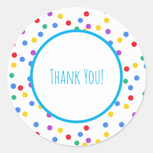 Confetti Polka Dots Kids Birthday Thank You Classic Round Sticker