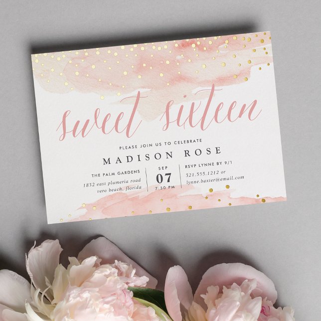 Confetti Pop Blush & Gold | Sweet Sixteen Birthday (Creator Uploaded)