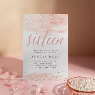 Confetti Pop Blush & Gold Sweet Sixteen Birthday