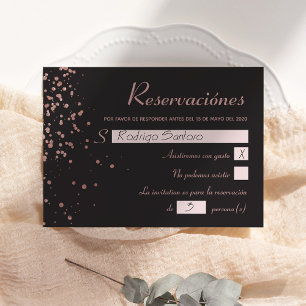 Confetti Quinceanera Spanish Reservaciónes Card