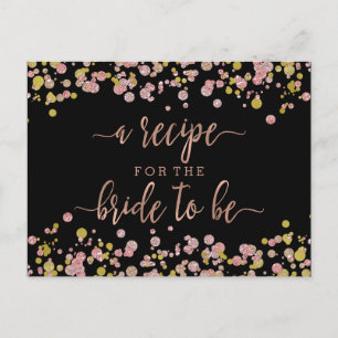 Confetti Rose Gold Bridal Shower Recipe Card