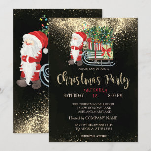 Confetti,Santa Claus,Sleigh Christmas Company Invitation