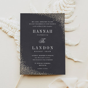 Confetti shine faux foil wedding invitation