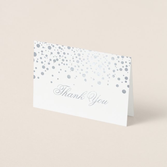 Confetti Silver Foil Dots Thank You Card (Front)