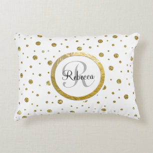 Confetti Silver/Gold Monogram Decorative Cushion