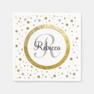 Confetti Silver/Gold Monogram Napkin