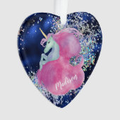 Confetti Sky Pink Unicorn Granddaughter Ornament (Front)