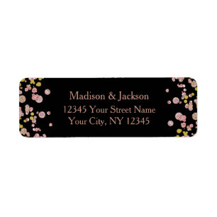 Confetti Sparkle Rose Gold Wedding Return Address Label