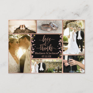 Confetti Sparkle Rose Gold Wedding Thank You Photo Card