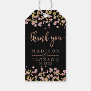 Confetti Sparkle Shine Rose Gold Wedding Thank You Gift Tags