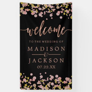 Confetti Sparkle Shine Rose Gold Wedding Welcome Banner
