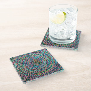 Confetti Spirals Glass Coaster