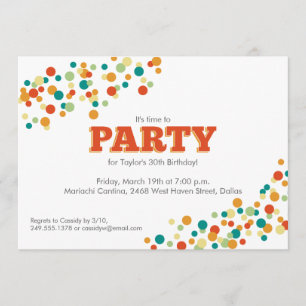 Confetti Sprinkle Party Invitation in Orange