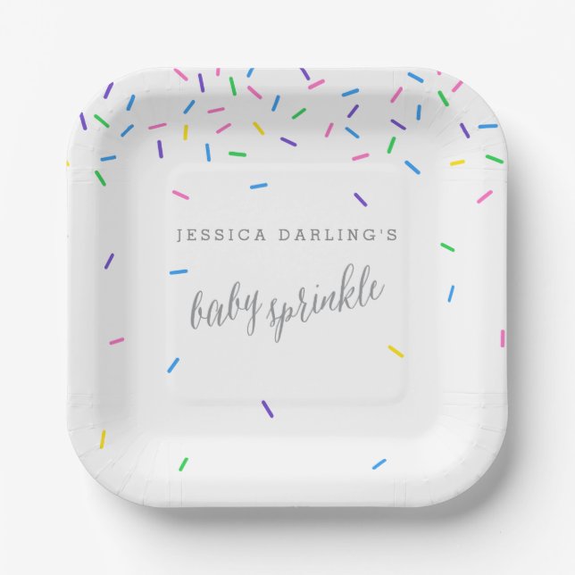 Confetti Sprinkles Baby Sprinkle Invitations Paper Plate (Front)