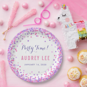 Confetti sprinkles birthday party decor for girls paper plate