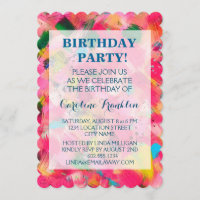 Confetti Storm Abstract-Art Birthday Invitations