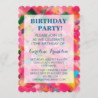 Confetti Storm Abstract-Art Birthday Invitations
