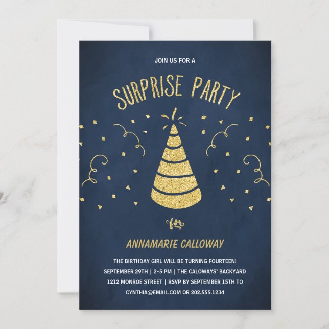 Confetti Surprise Birthday Party Invitation (Front)