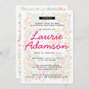 Confetti Surprise Birthday Party Invitations