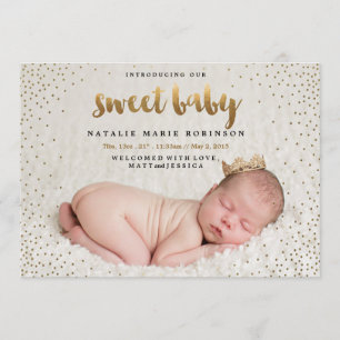 CONFETTI SWEET BABY Birth Announcement