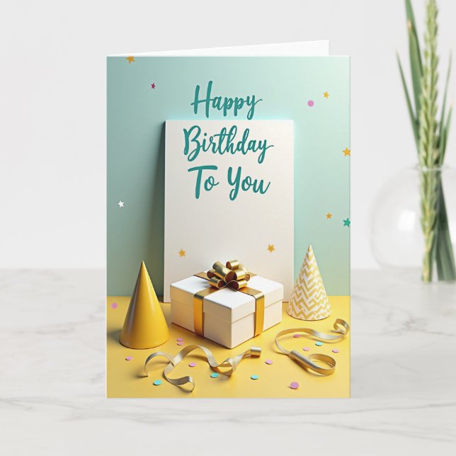 Confetti Teal Birthday Card (Front)