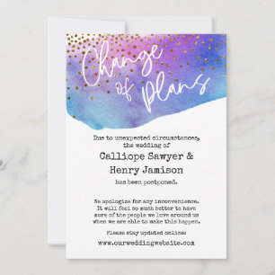 Confetti & Watercolor Postponed Wedding Card