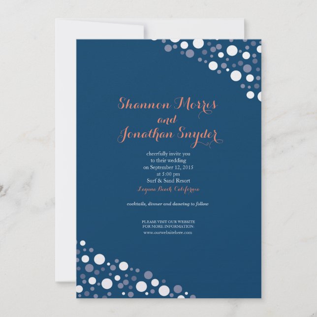 Confetti Wedding Invitation Navy & White (Front)