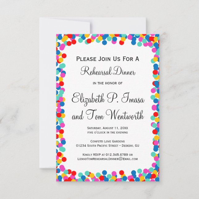 Confetti Wedding Rehearsal Dinner Invitations (Front)