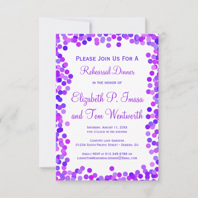 Confetti Wedding Rehearsal Dinner Invitations (Front)