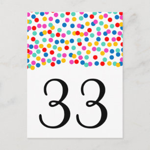 Confetti Wedding Table Numbers Postcard
