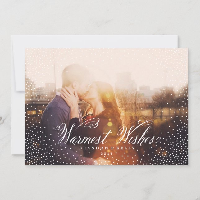 Confetti WISHES White Christmas Holiday Card (Front)