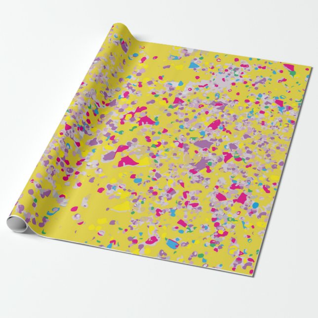 Confetti Yellow Wrapping Paper (Unrolled)