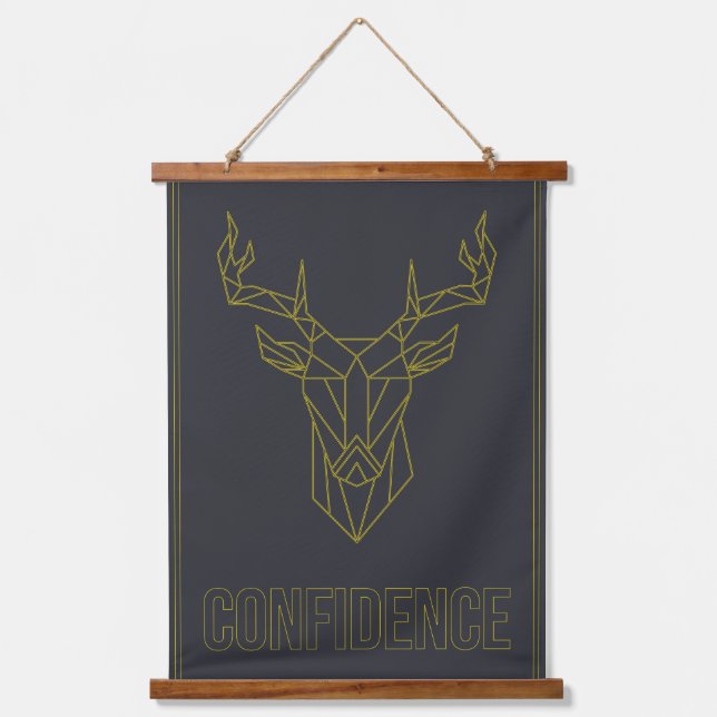 Confidence affirmation poster of origami deer hanging tapestry (Front)