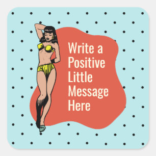 Confidence in Colour: Retro Radiance Pinup Square Sticker