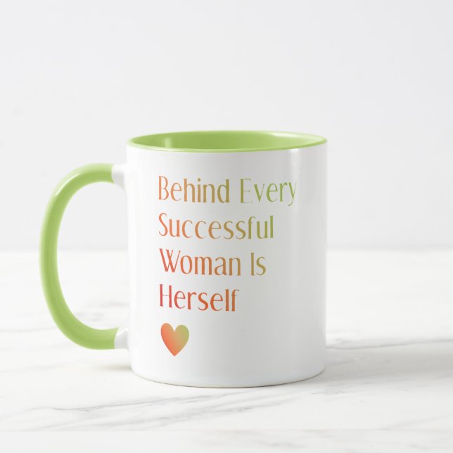 Confidence Quote Behind Woman Is Herself Mug (Left)