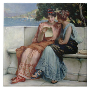 Confidences (oil on canvas) ceramic tile