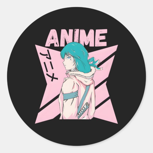 Confident Anime Kanji Anime Classic Round Sticker (Front)
