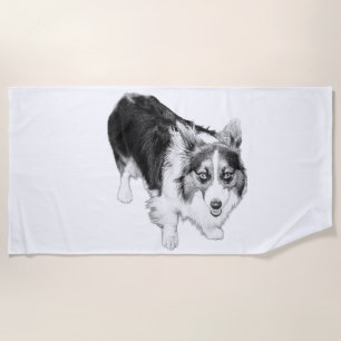 Confident Corgi by the Sea Beach Towel