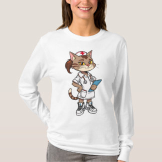 Confident Nurse Cat – 90s Cartoon Style T-Shirt