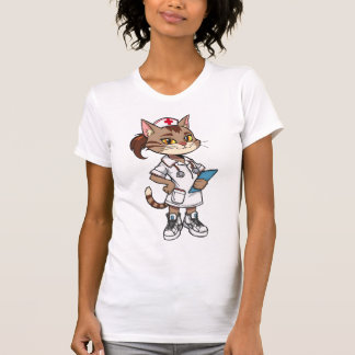 Confident Nurse Cat – 90s Cartoon Style T-Shirt