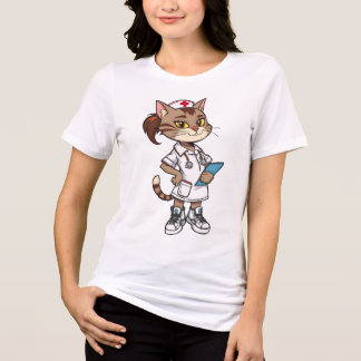 Confident Nurse Cat – 90s Cartoon Style Tri-Blend Shirt