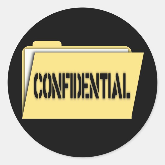 Confidential Folder With Paper Classic Round Sticker (Front)