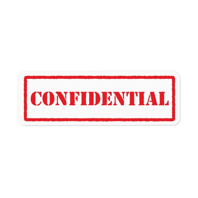 Confidential red stamp label return address label (Front)