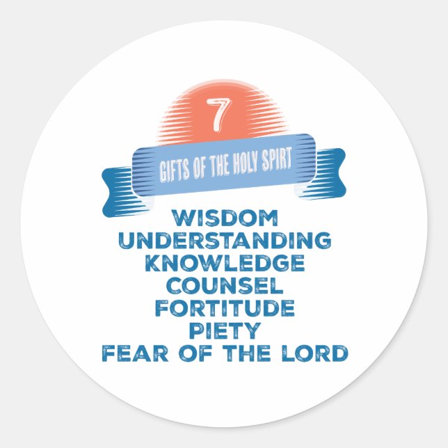 Confirmation 7 Gifts of the Holy Spirit Classic Round Sticker (Front)