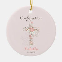 Confirmation blush pink floral cross