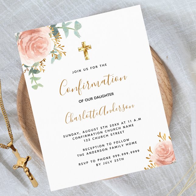 Confirmation blush pink girl budget invitation flyer (Creator Uploaded)