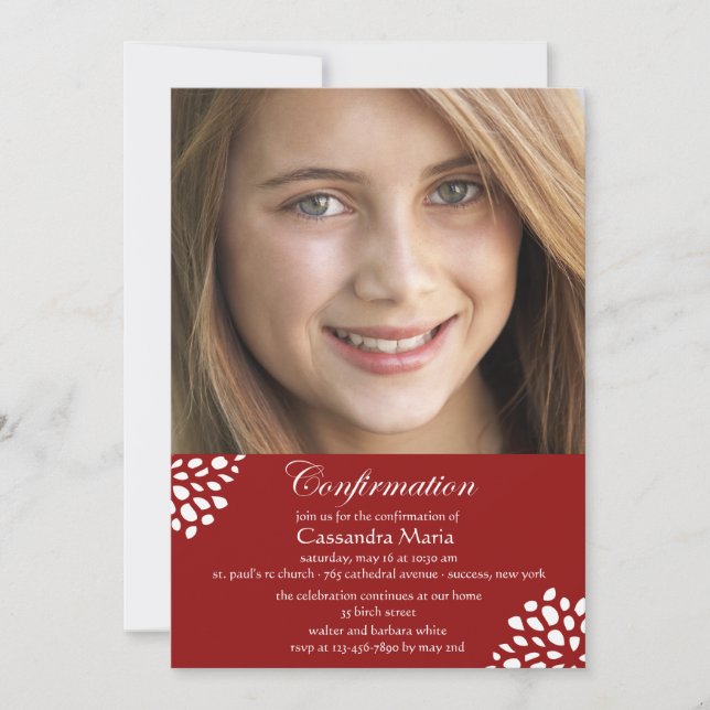 Confirmation Calligraphy Photo Invitation (Front)